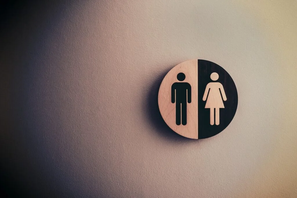 male female bathroom sign at dna testing lab
